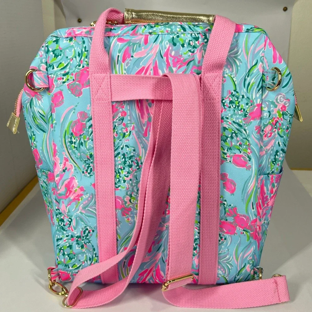 Lilly Pulitzer Backpack Cooler Beach Party Insulated‎ Lunch Box Turquoise Pink